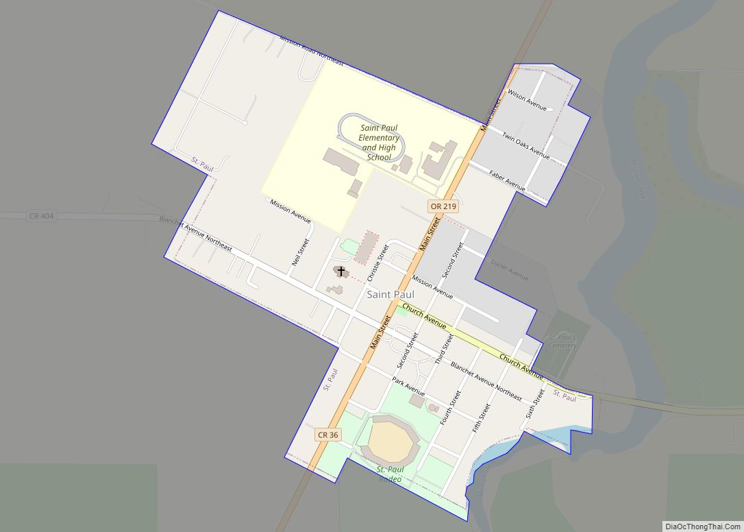 Map of St. Paul city, Oregon