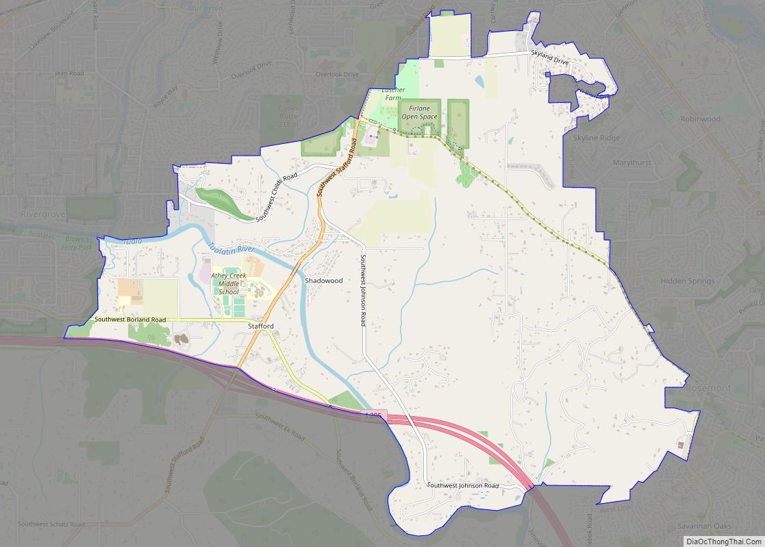 Map of Stafford CDP, Oregon