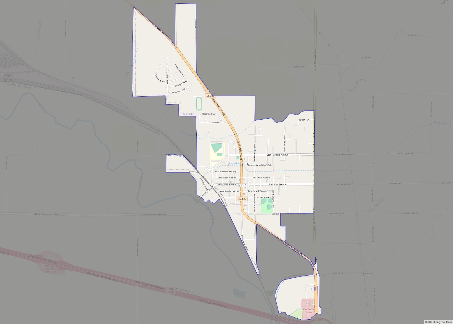 Map of Stanfield city, Oregon