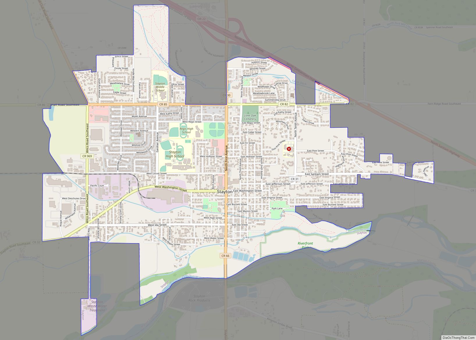 Map of Stayton city