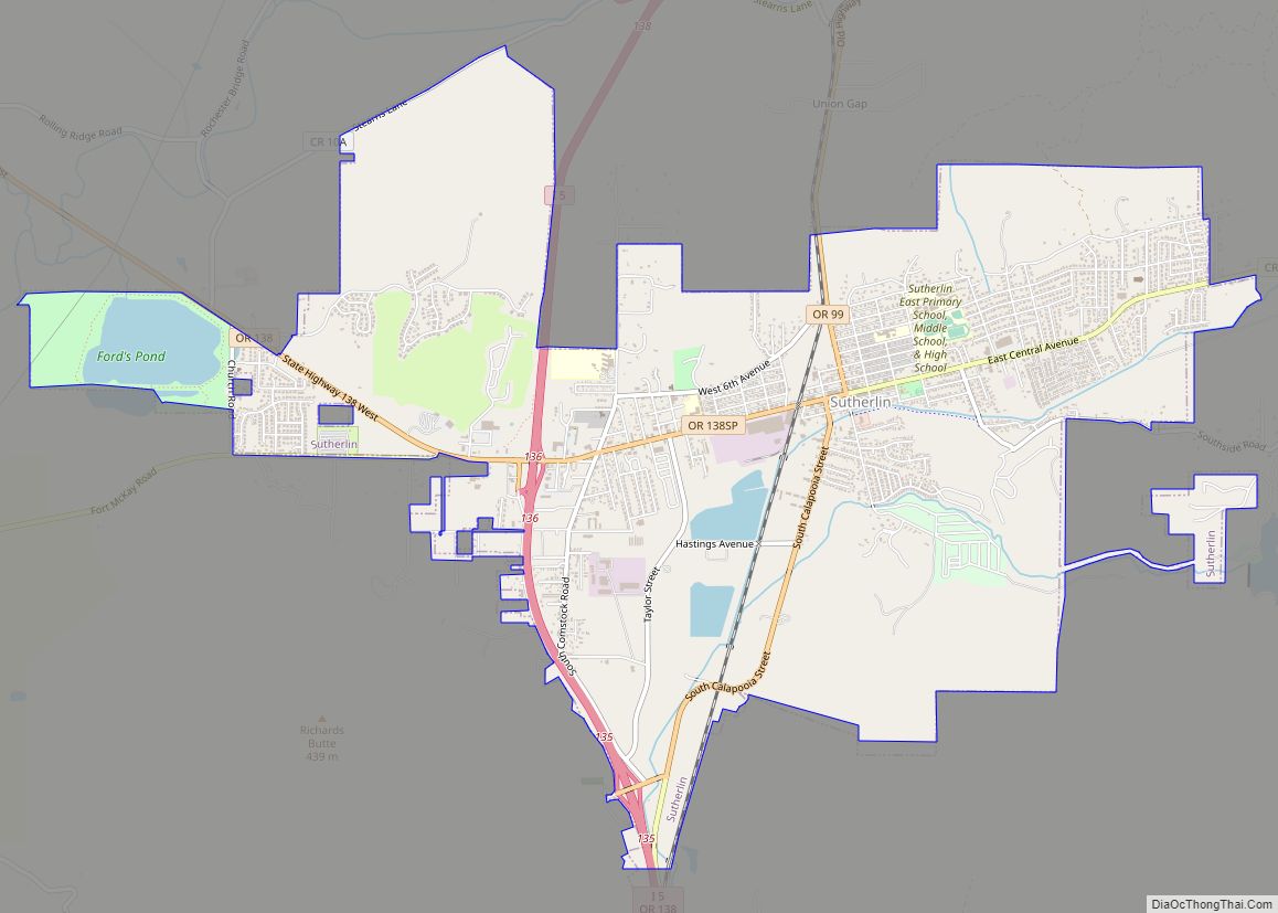 Map of Sutherlin city