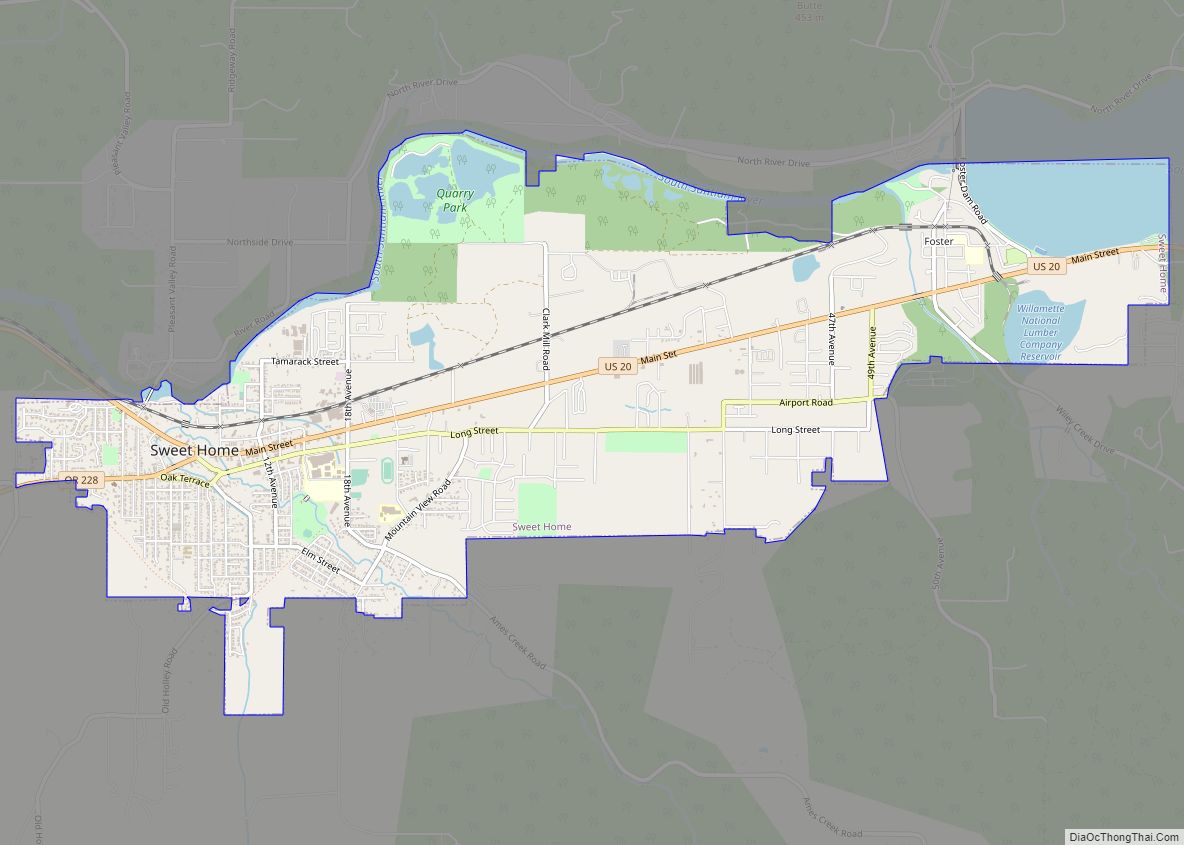 Map of Sweet Home city, Oregon