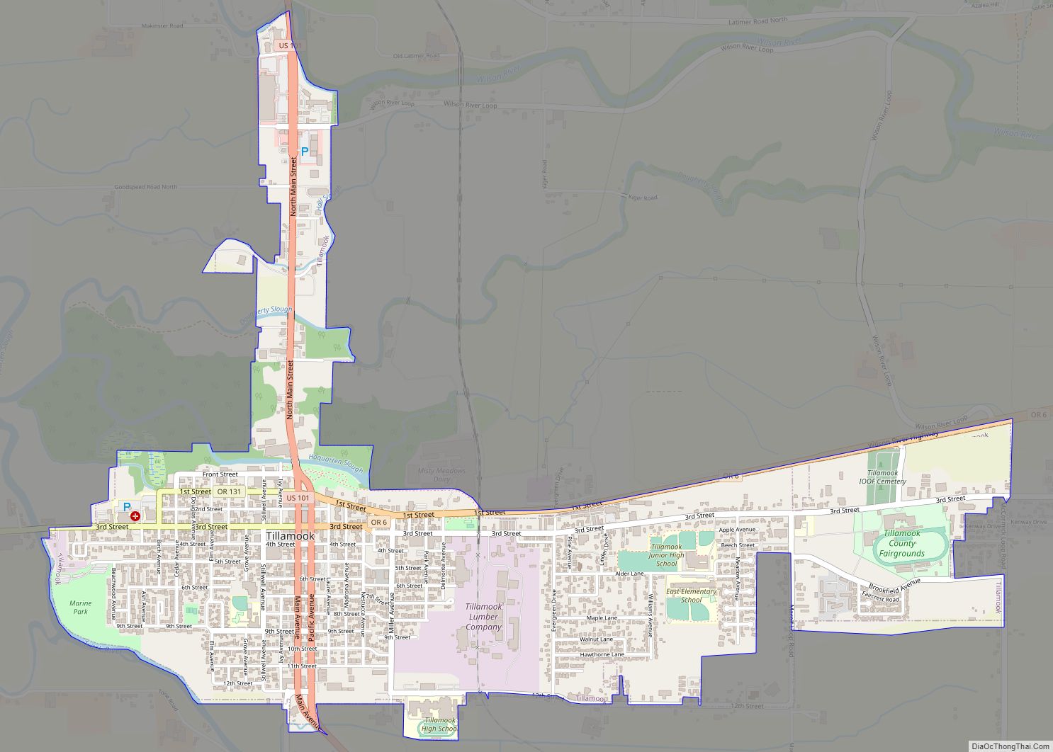 Map of Tillamook city