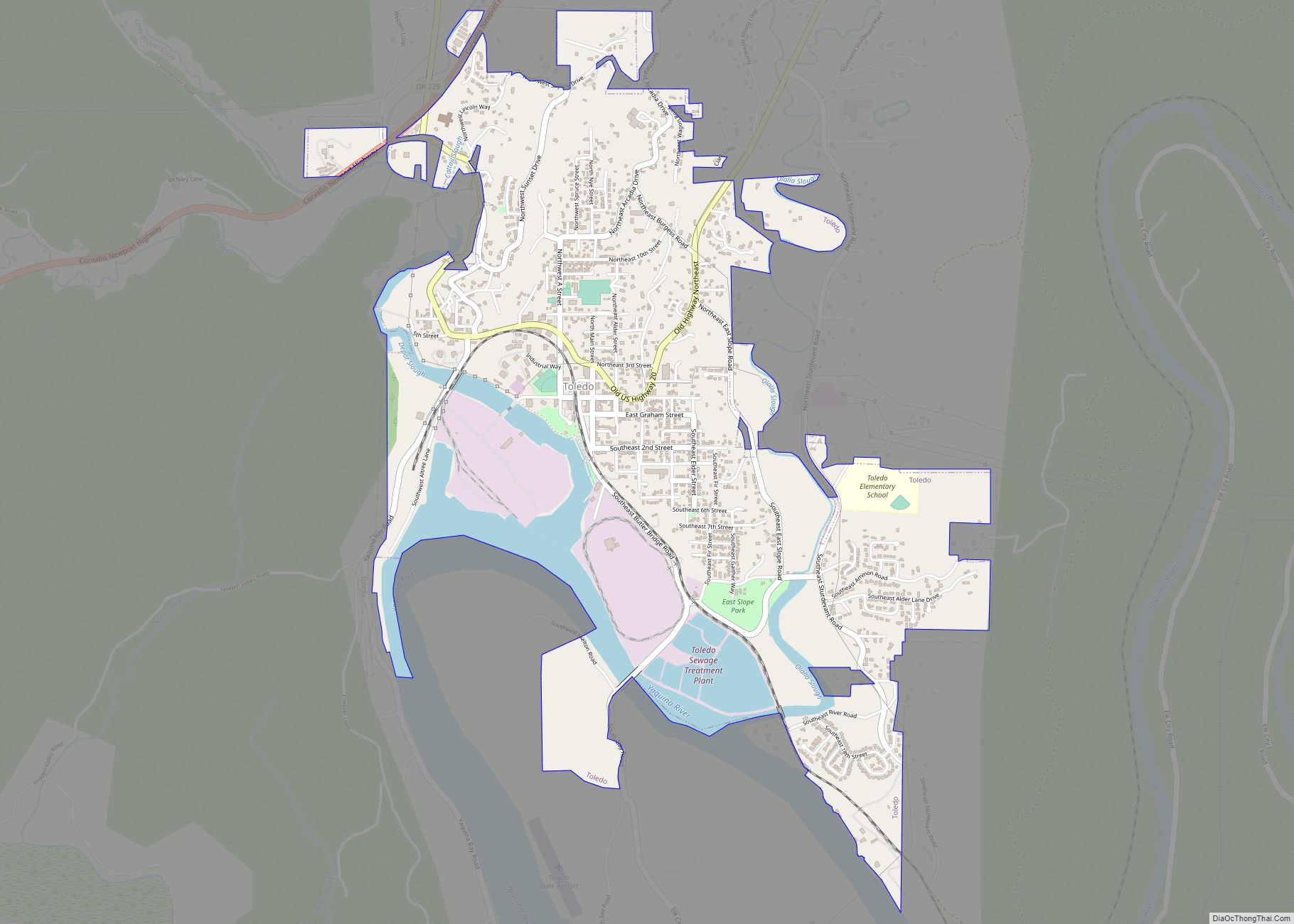 Map of Toledo city, Oregon