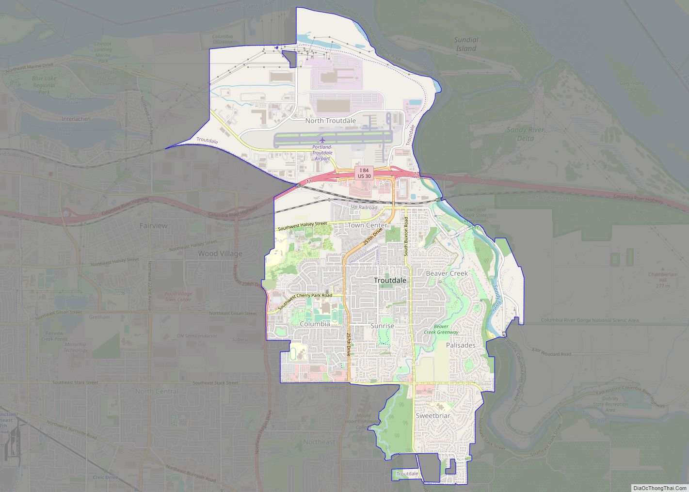 Map of Troutdale city