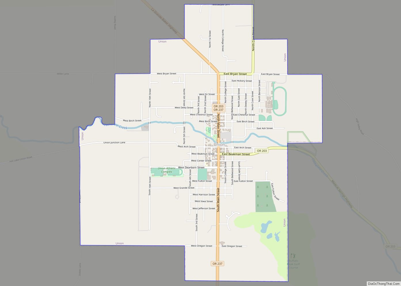 Map of Union city, Oregon