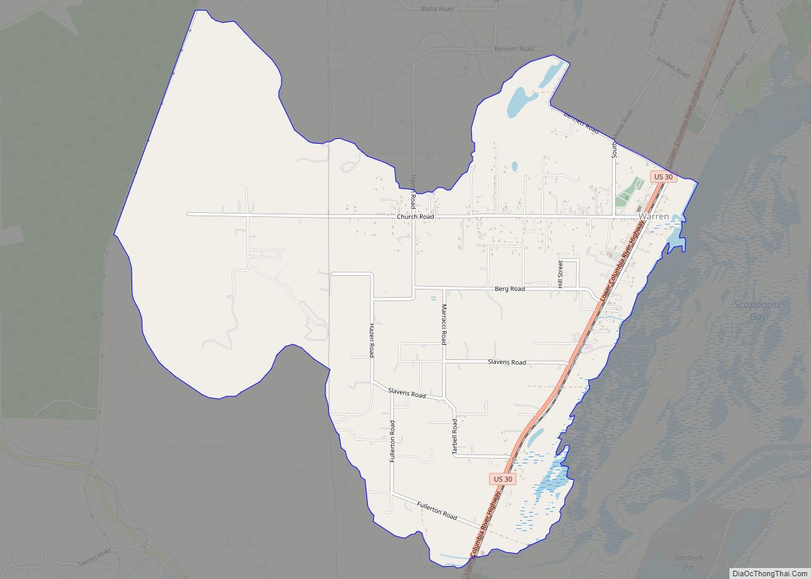 Map of Warren CDP, Oregon