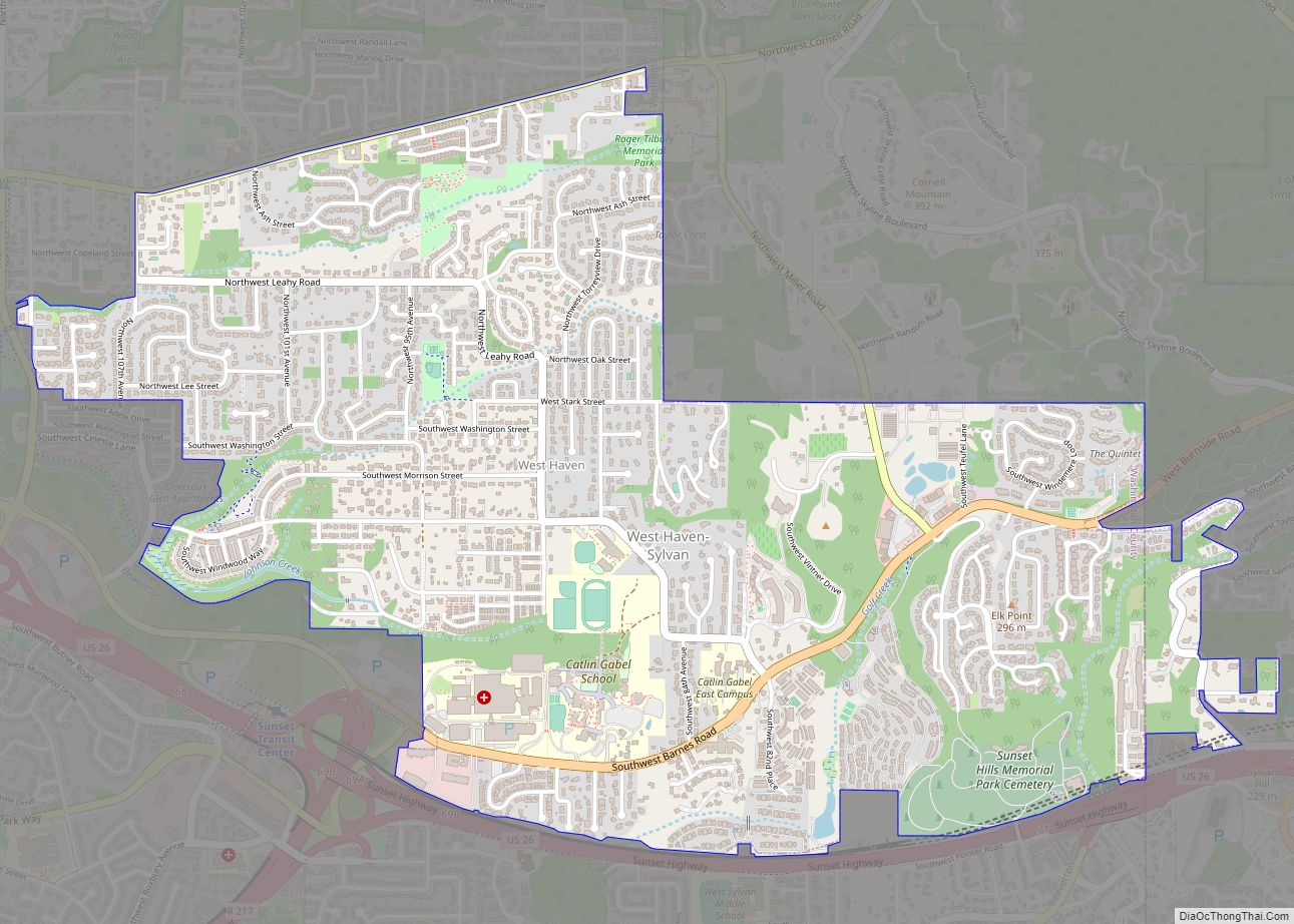 Map of West Haven-Sylvan CDP