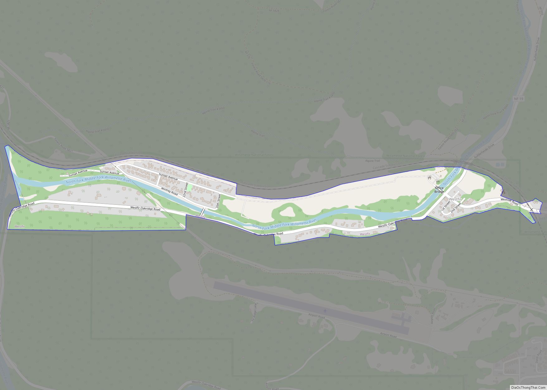 Map of Westfir city