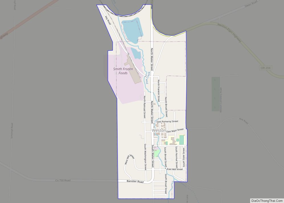 Map of Weston city, Oregon
