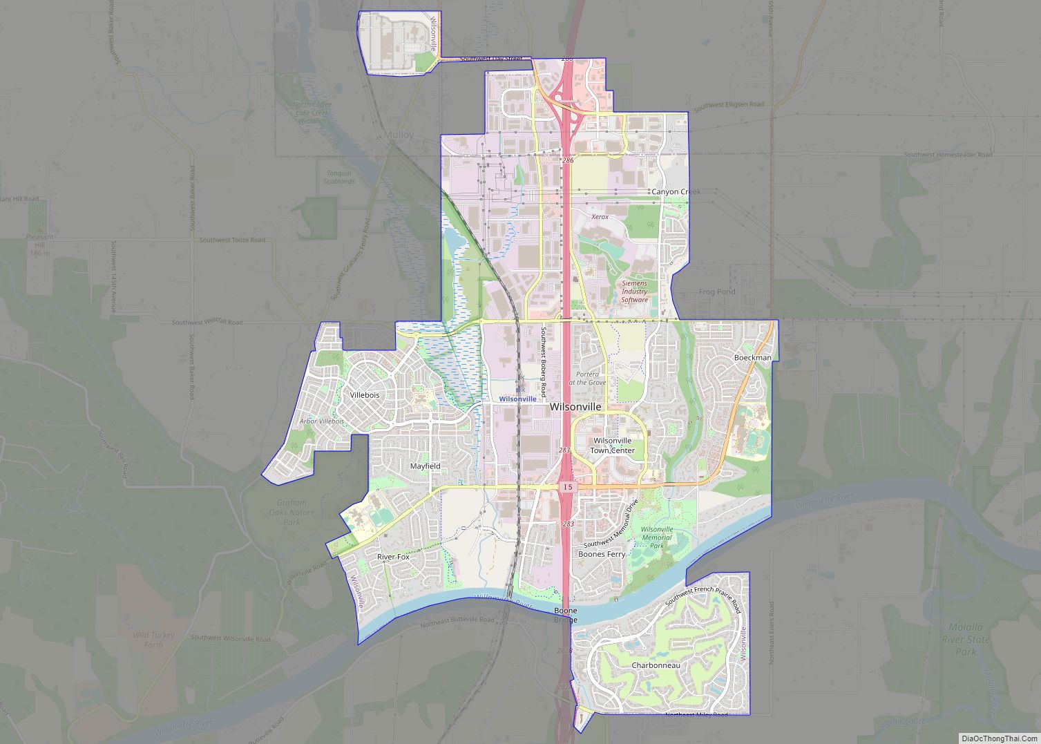 Map of Wilsonville city, Oregon