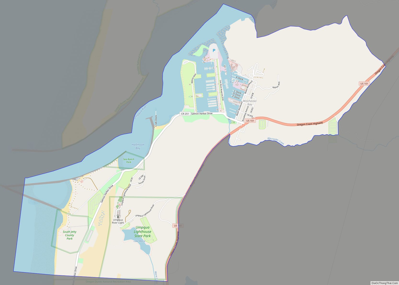 Map of Winchester Bay CDP