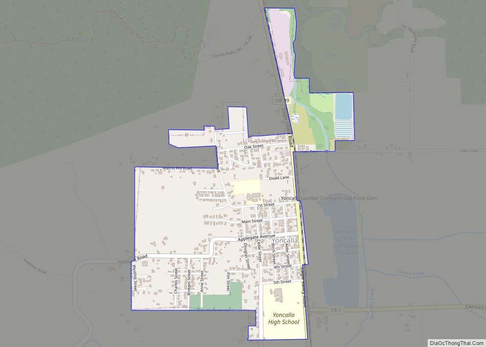 Map of Yoncalla city