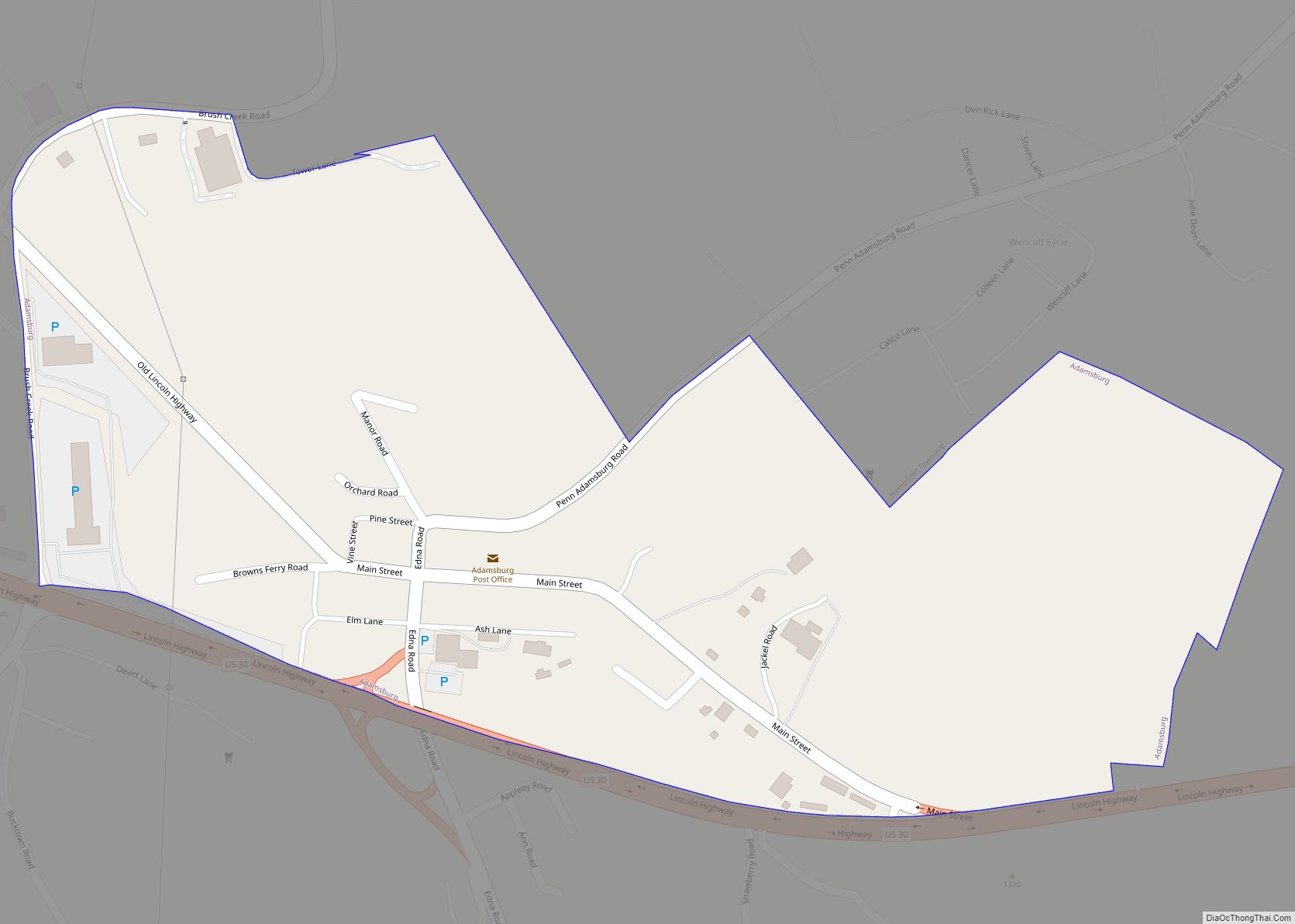Map of Adamsburg borough