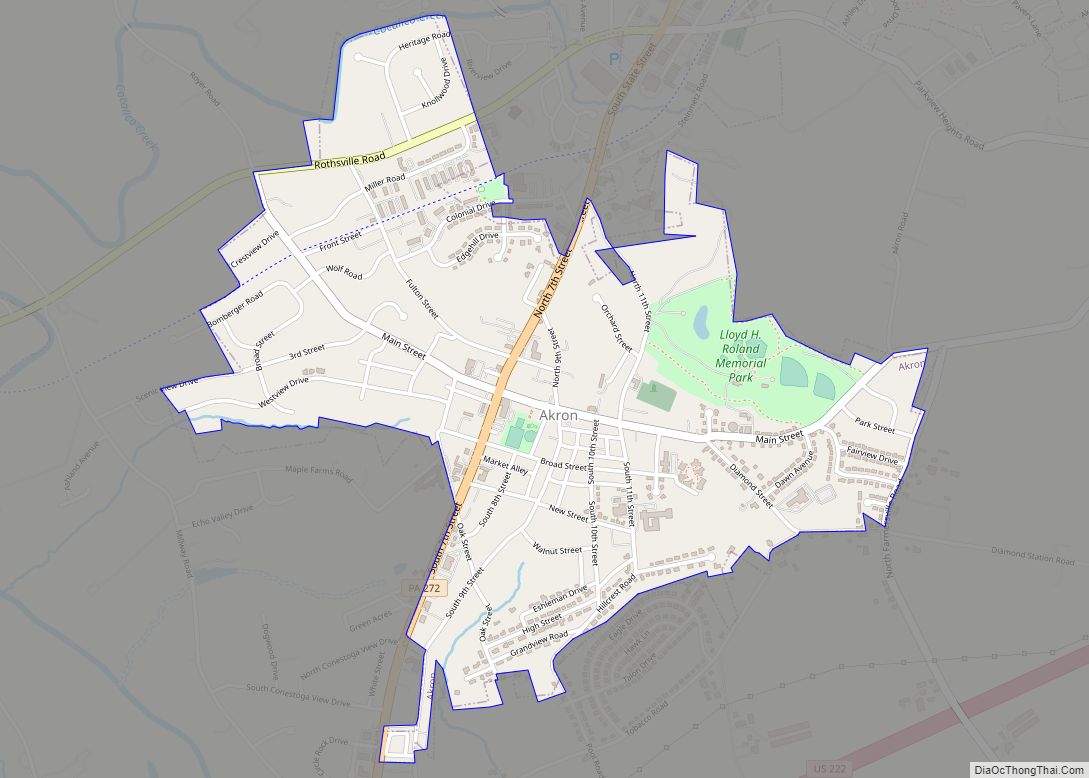 Map of Akron borough, Pennsylvania