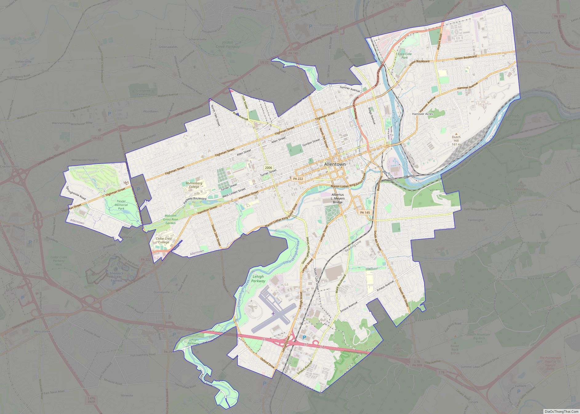 Map of Allentown city, Pennsylvania