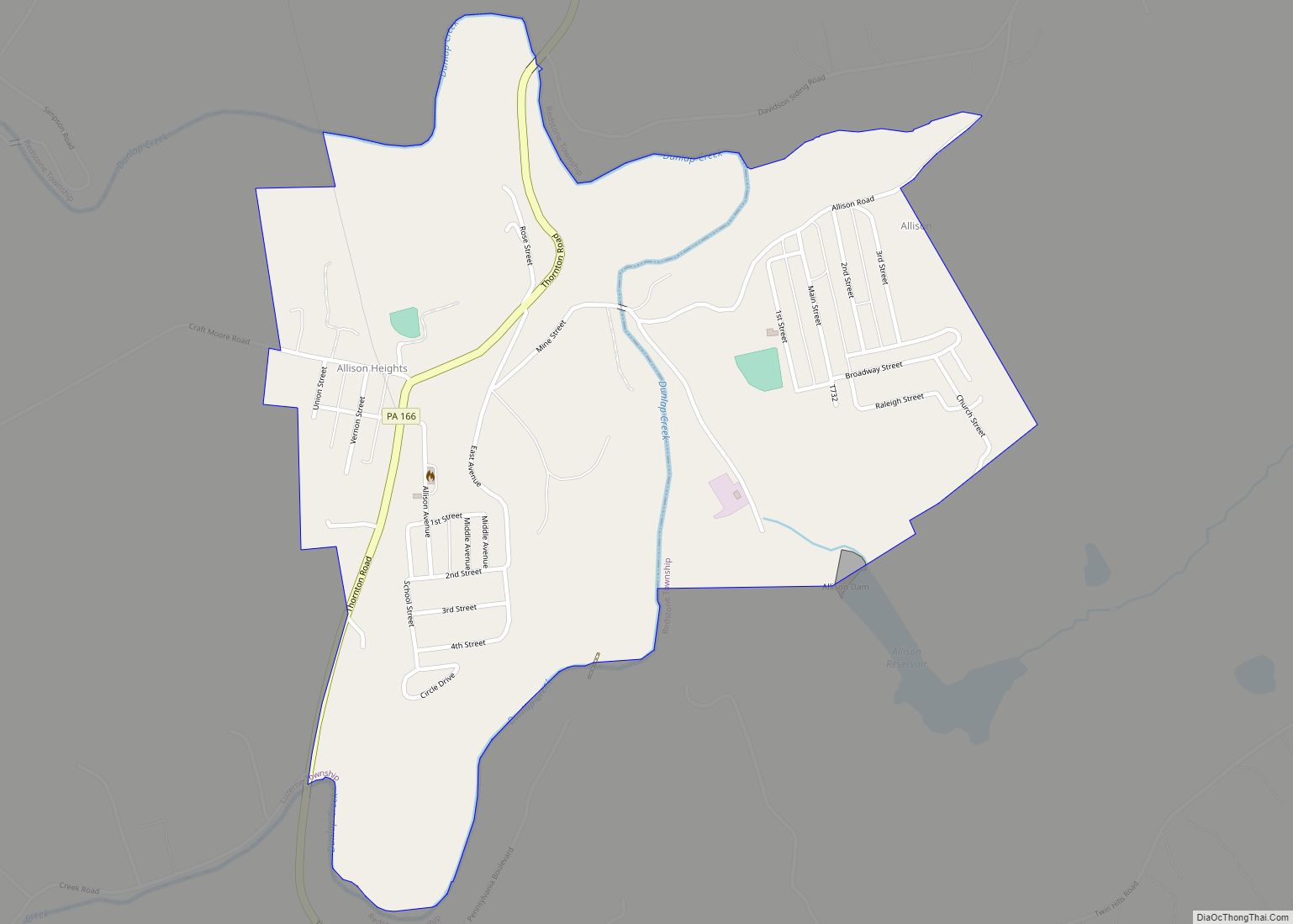 Map of Allison CDP, Pennsylvania