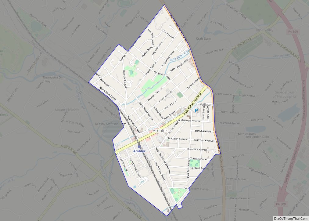 Map of Ambler borough, Pennsylvania