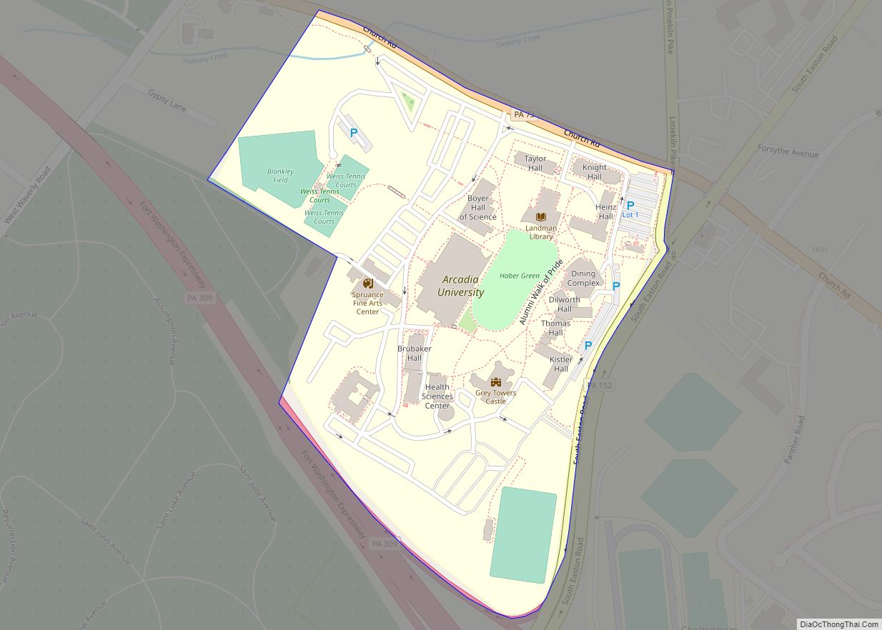 Map of Arcadia University CDP