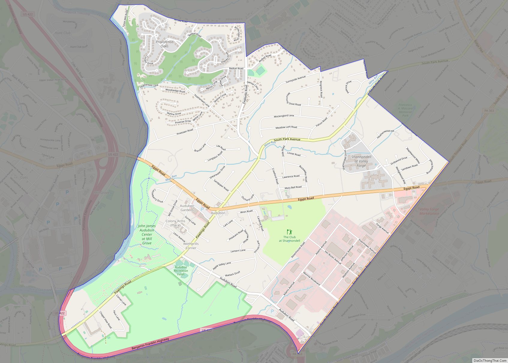 Map of Audubon CDP, Pennsylvania