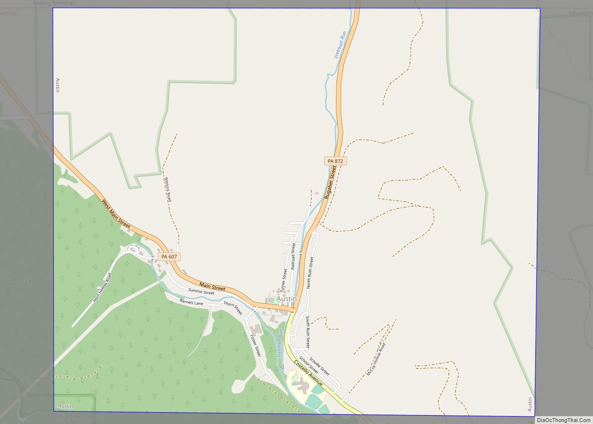 Map of Austin borough, Pennsylvania