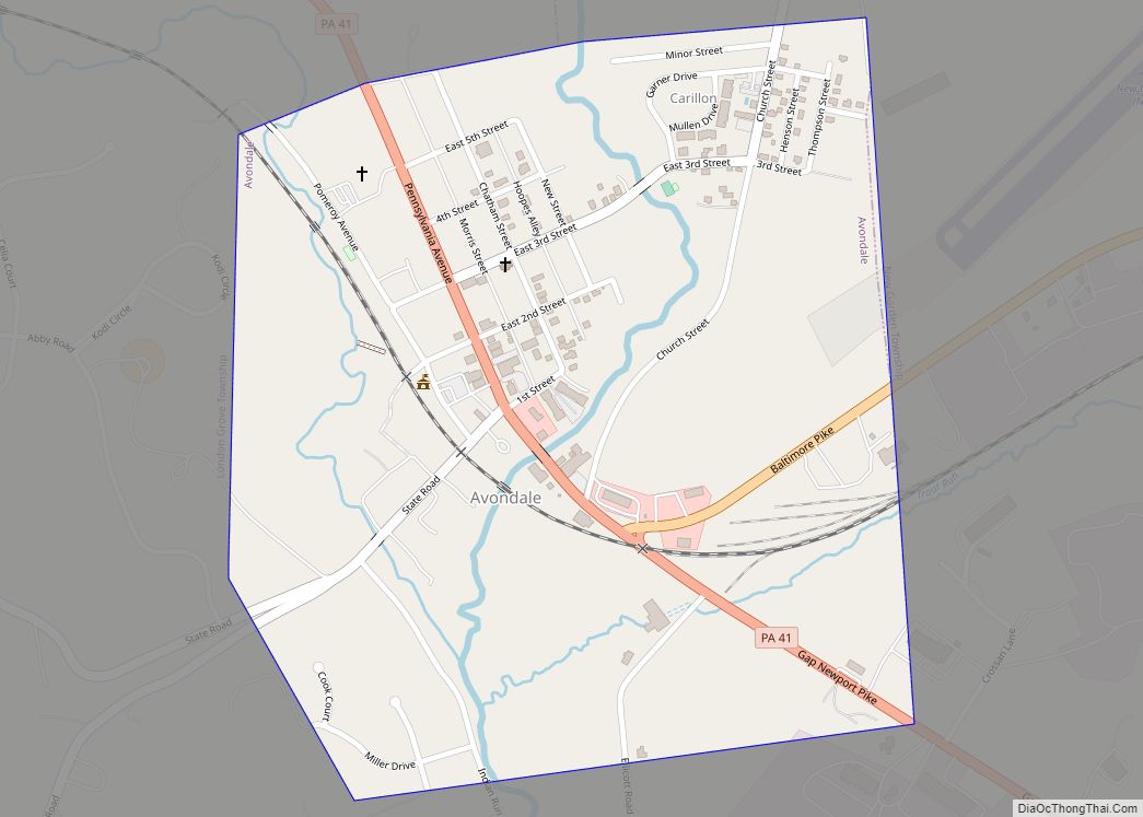 Map of Avondale borough, Pennsylvania