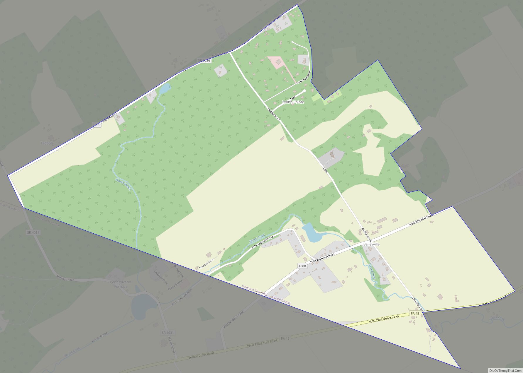 Map of Baileyville CDP, Pennsylvania