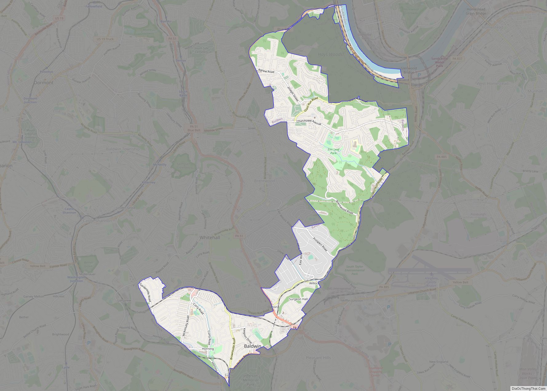 Map of Baldwin borough, Pennsylvania