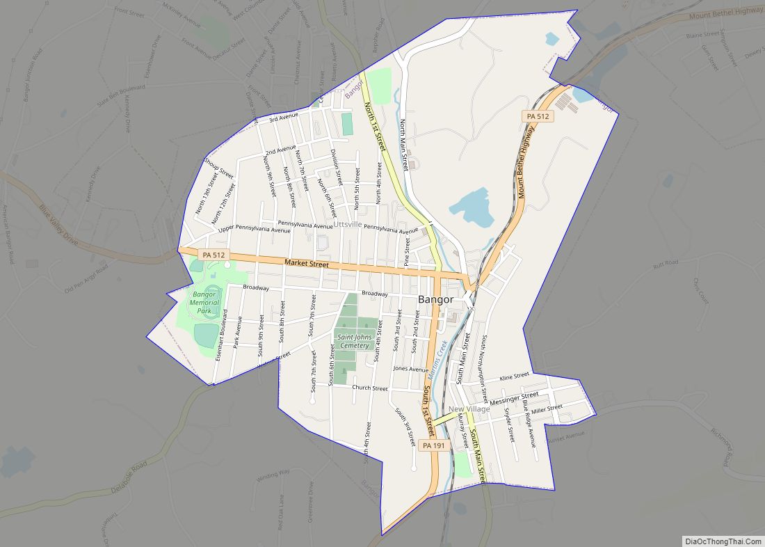 Map of Bangor borough, Pennsylvania