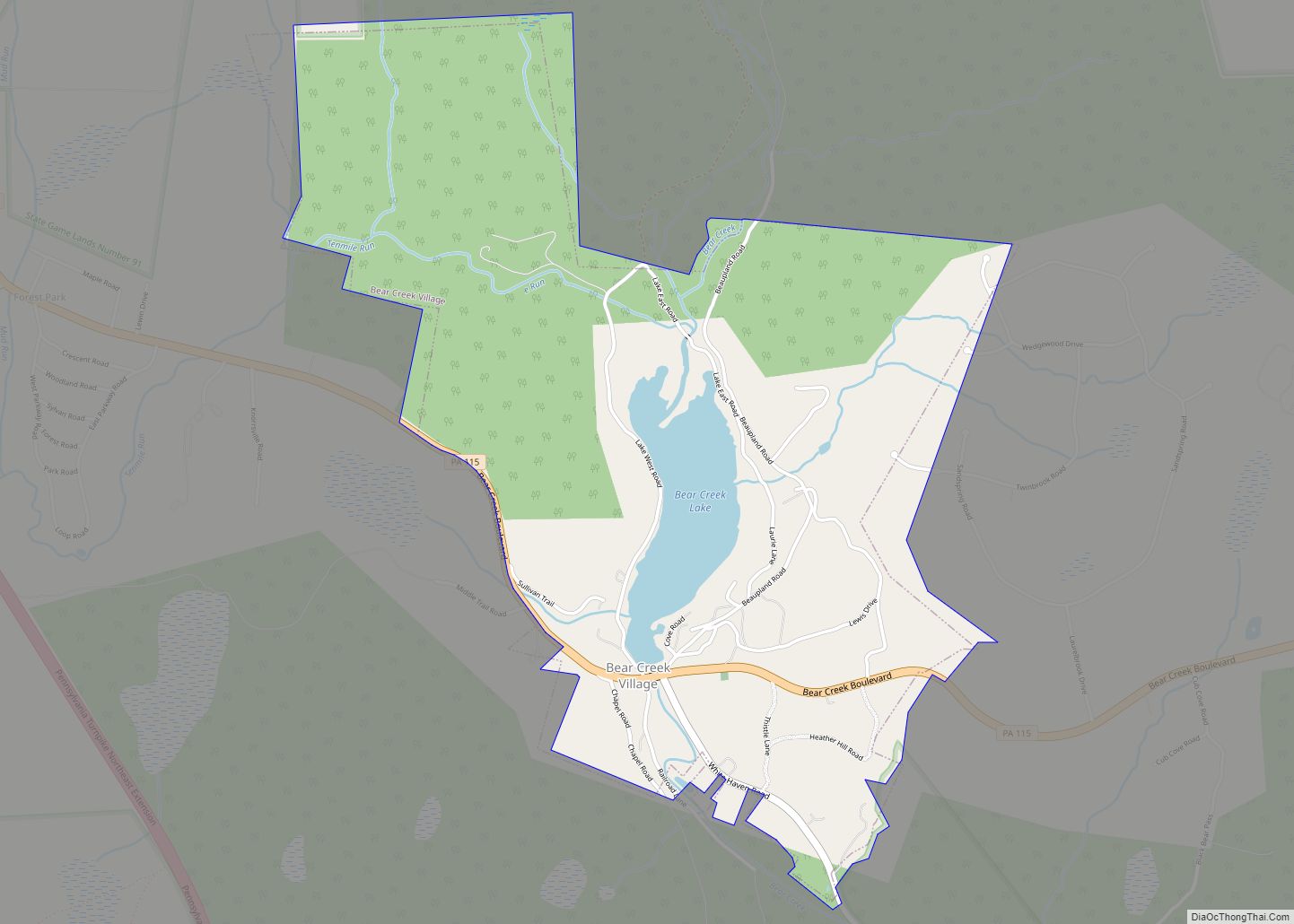 Map of Bear Creek Village borough