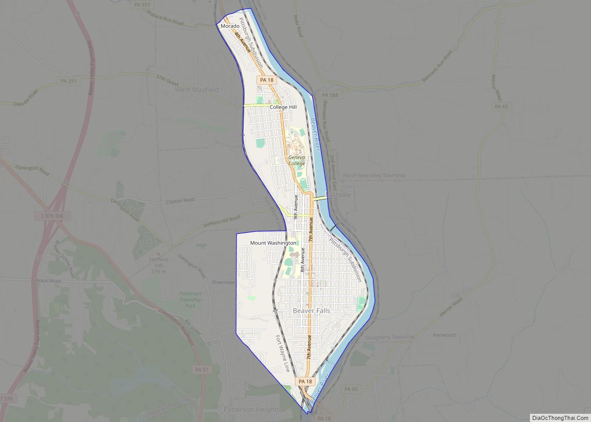 Map of Beaver Falls city