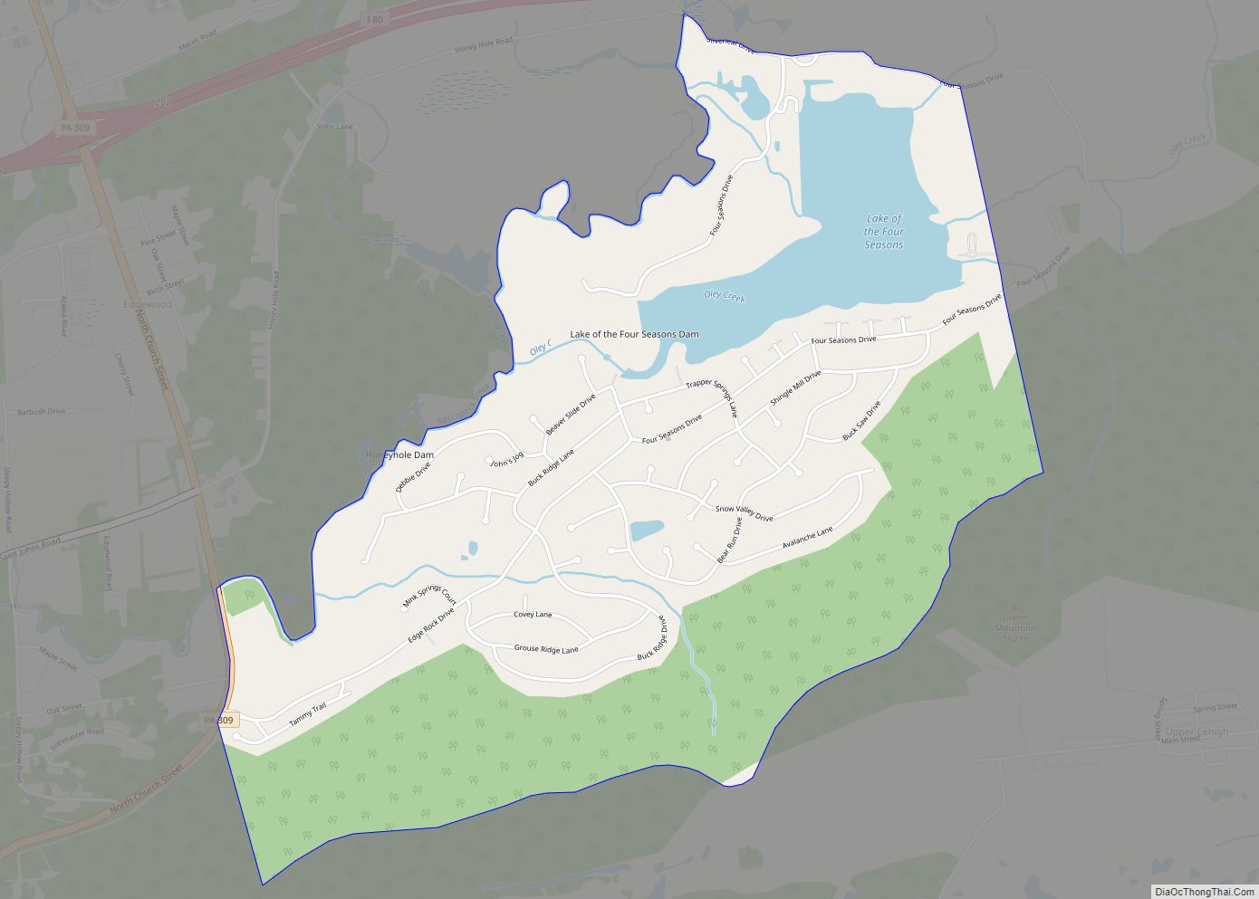 Map of Beech Mountain Lakes CDP