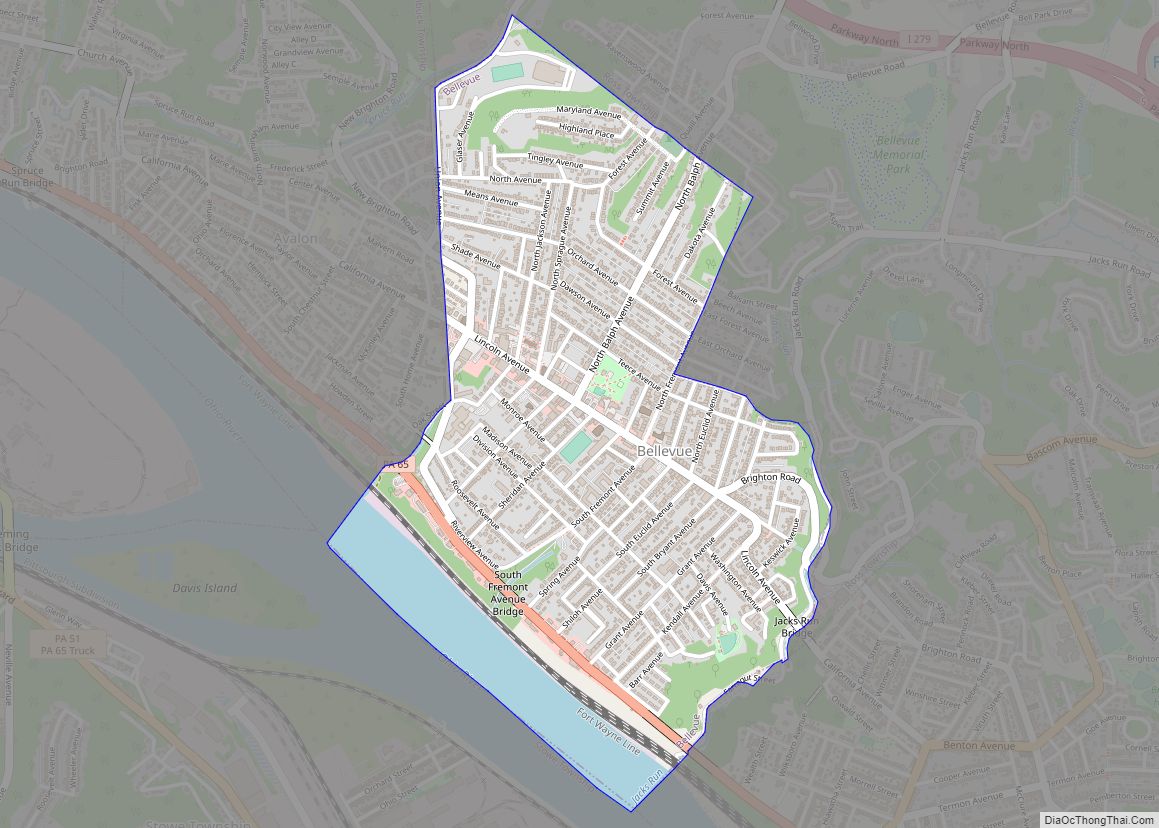 Map of Bellevue borough, Pennsylvania