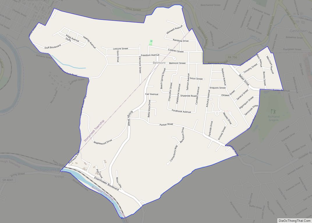Map of Belmont CDP, Pennsylvania