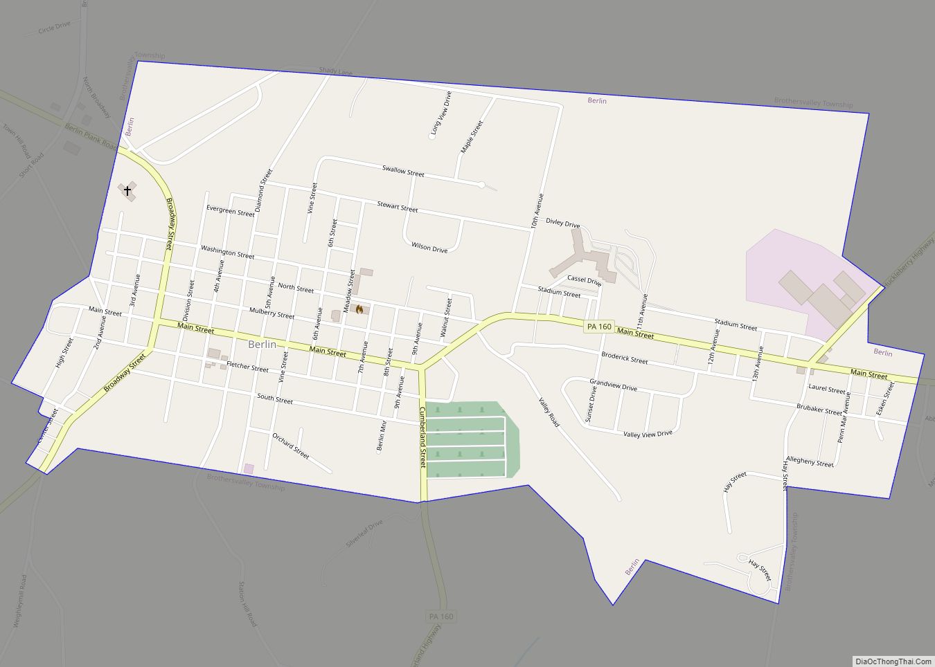 Map of Berlin borough, Pennsylvania