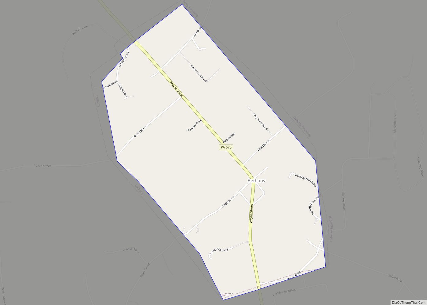 Map of Bethany borough, Pennsylvania