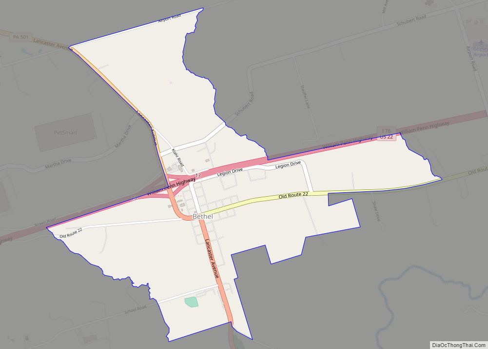 Map of Bethel CDP, Pennsylvania