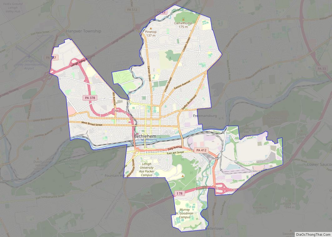 Map of Bethlehem city, Pennsylvania