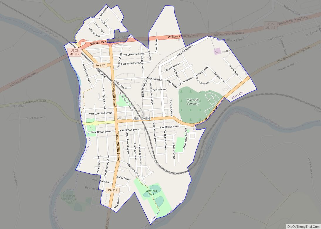 Map of Blairsville borough, Pennsylvania