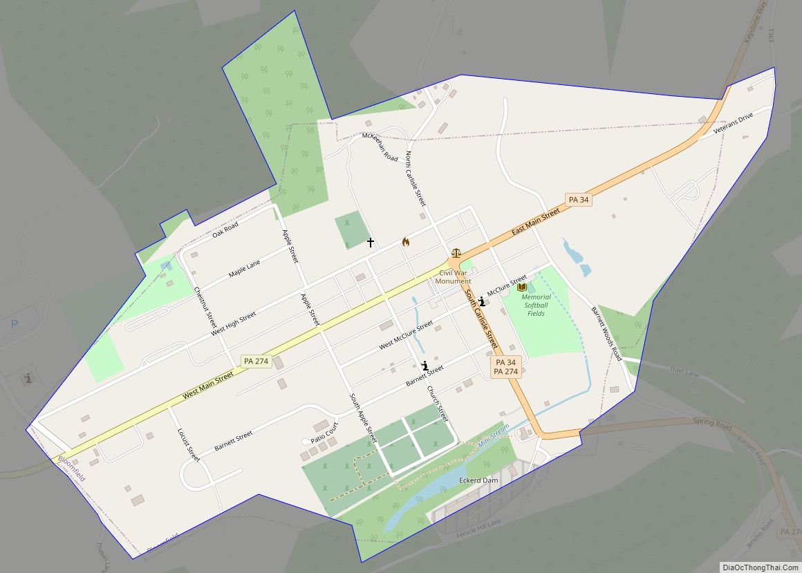 Map of Bloomfield borough, Pennsylvania