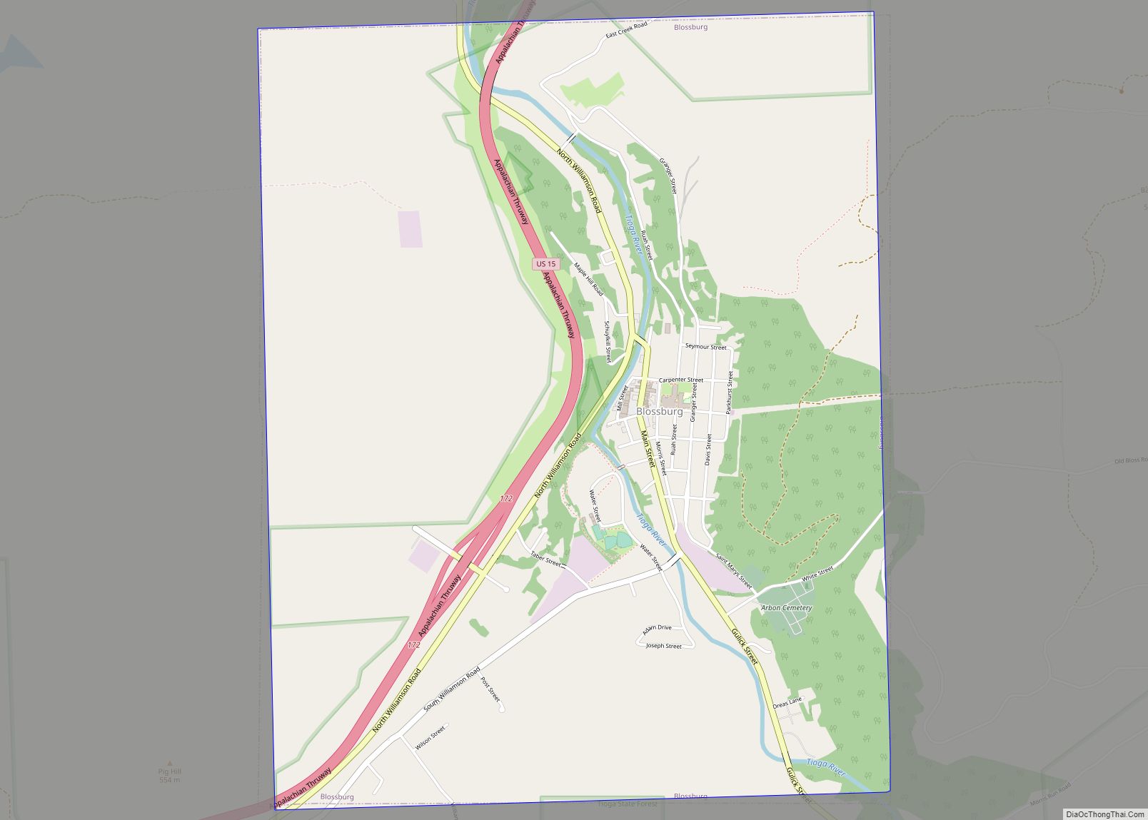 Map of Blossburg borough