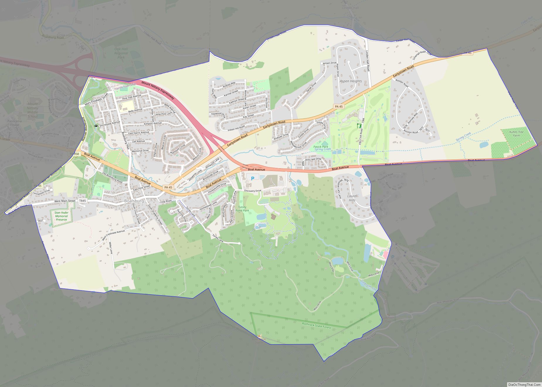 Map of Boalsburg CDP