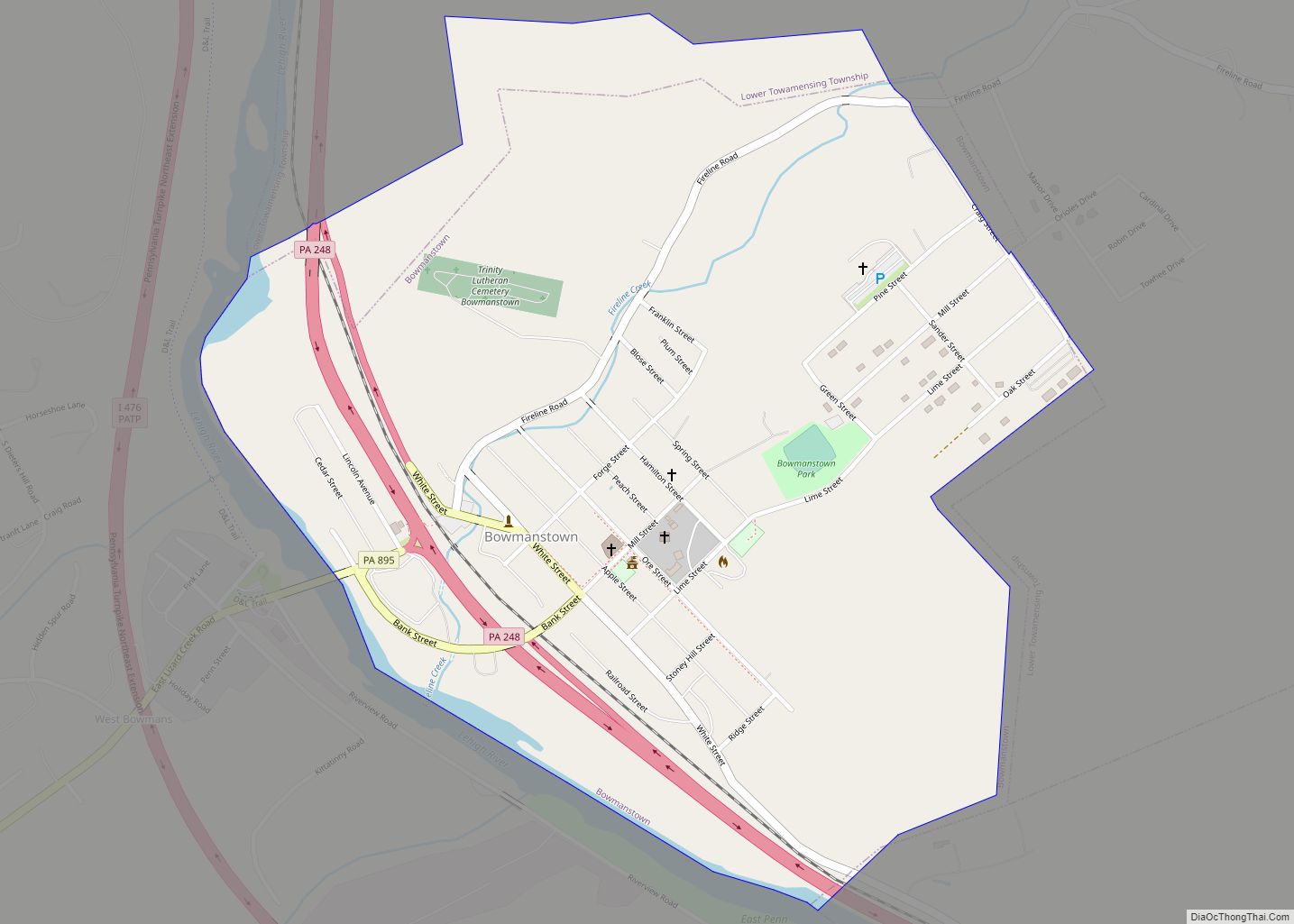 Map of Bowmanstown borough