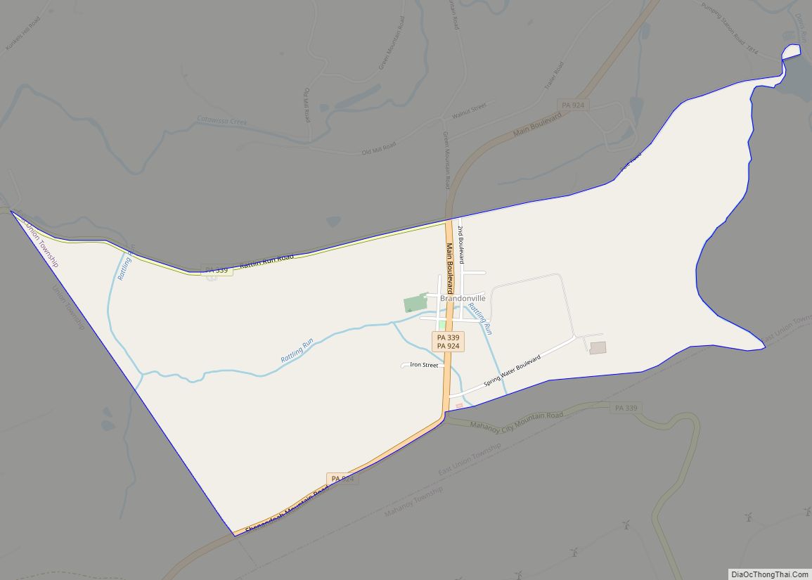 Map of Brandonville CDP, Pennsylvania