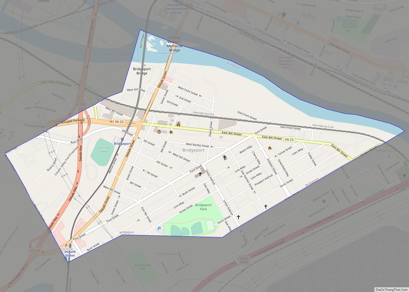 Map of Bridgeport borough, Pennsylvania