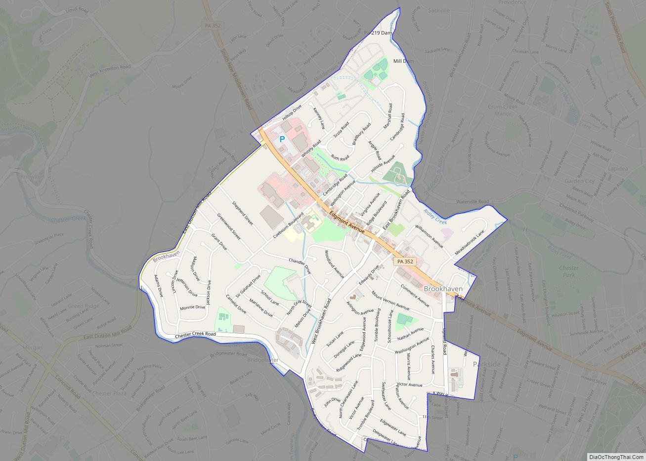 Map of Brookhaven borough, Pennsylvania