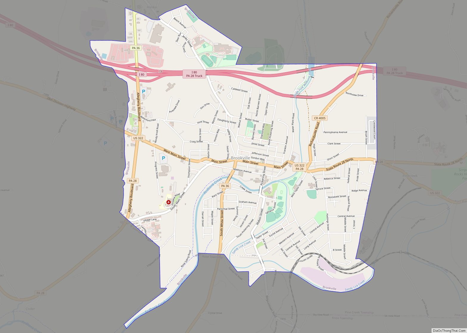 Map of Brookville borough, Pennsylvania