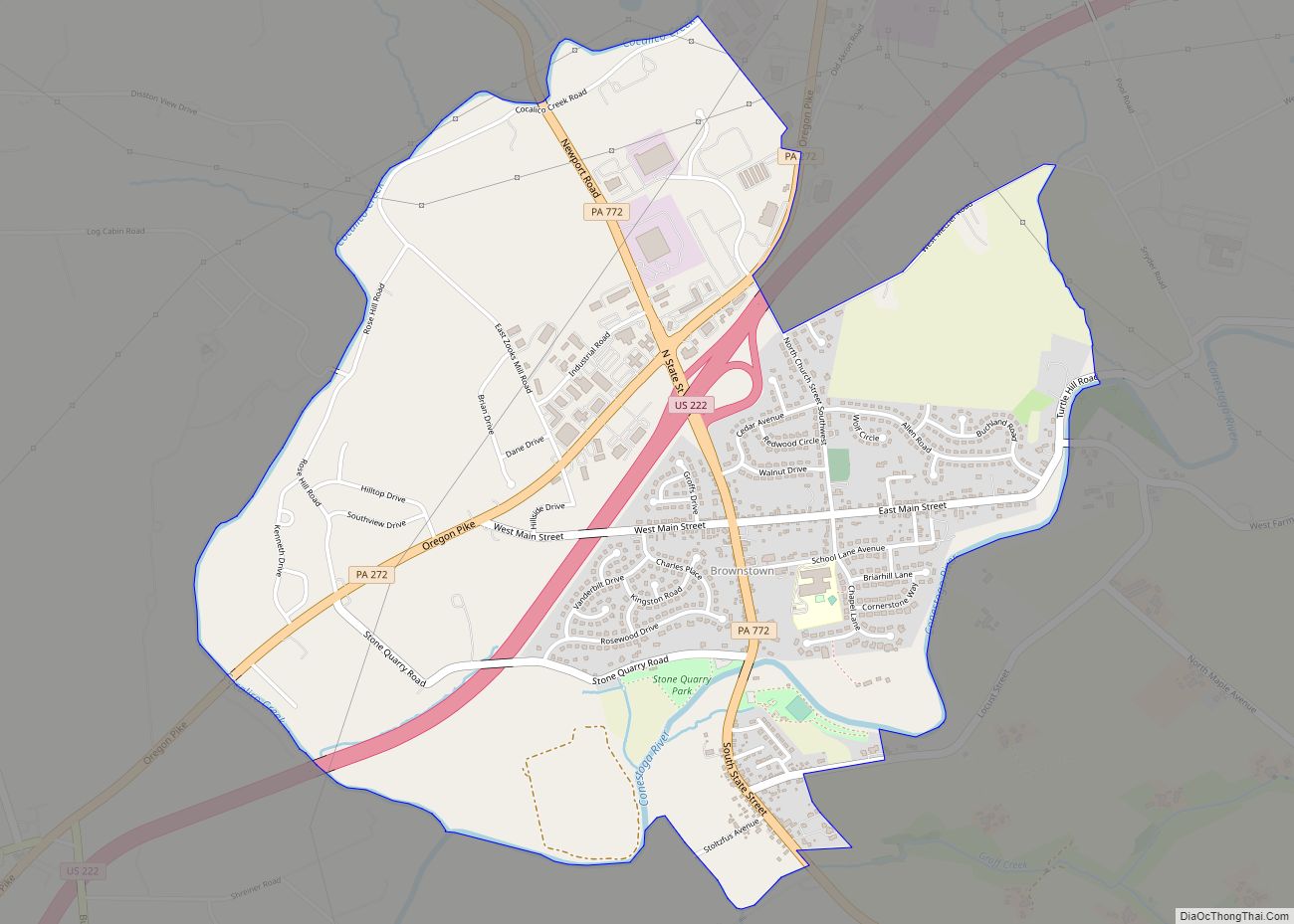 Map of Brownstown CDP, Pennsylvania