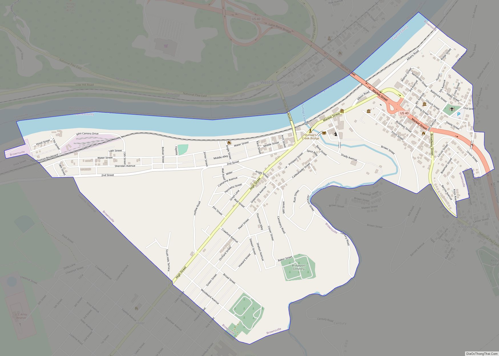 Map of Brownsville borough, Pennsylvania