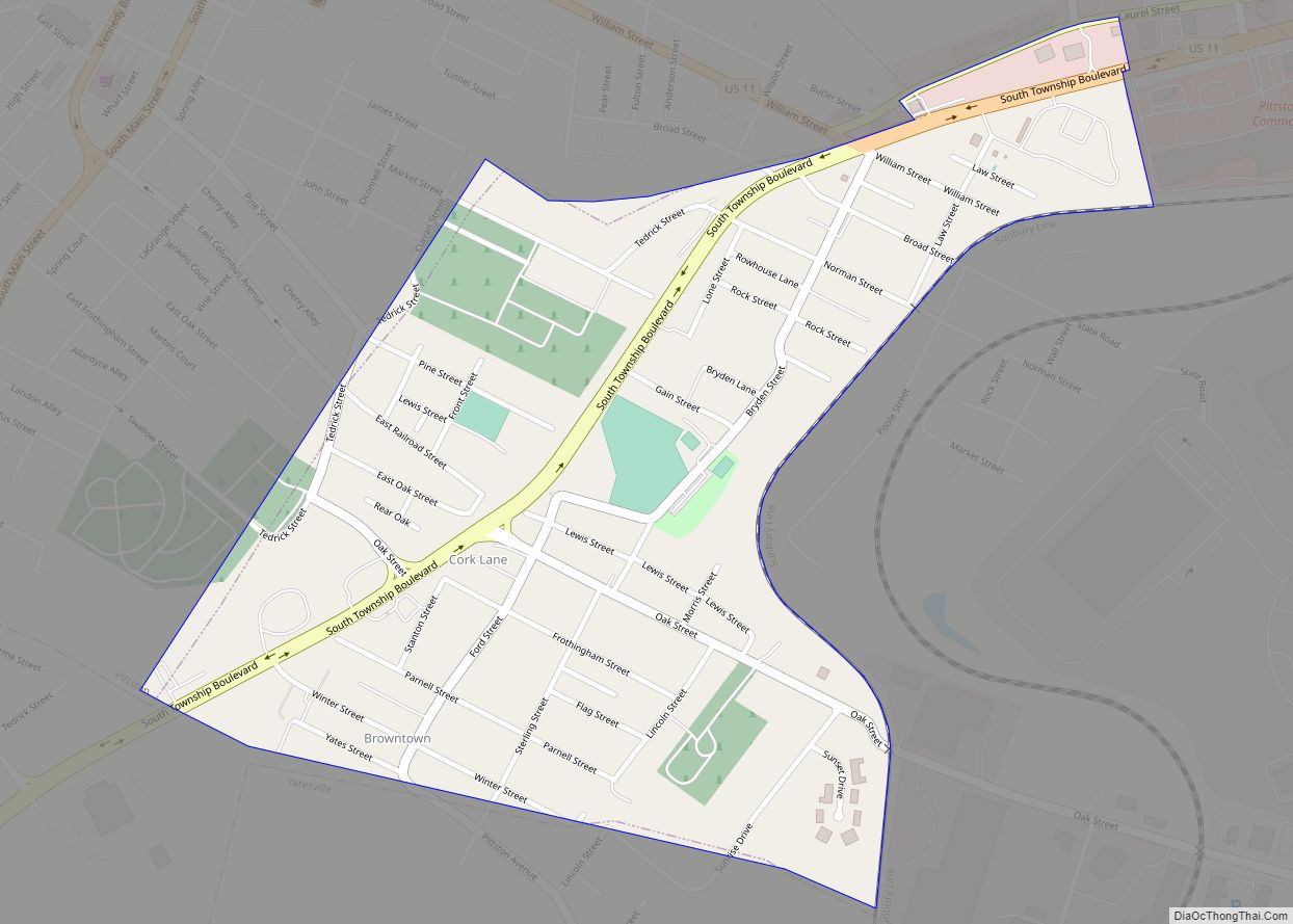 Map of Browntown CDP, Pennsylvania